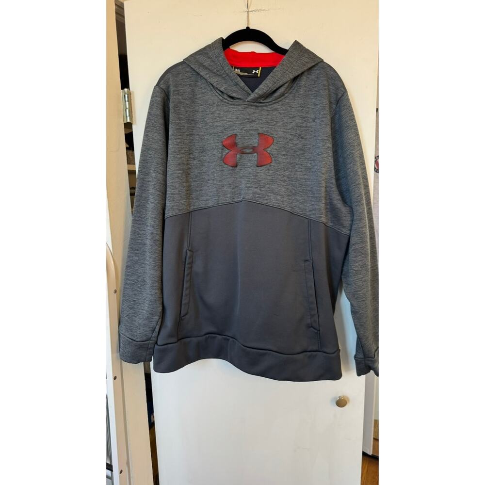 Under Armour - Gray and Red Hoodie, Cold Gear - Size L